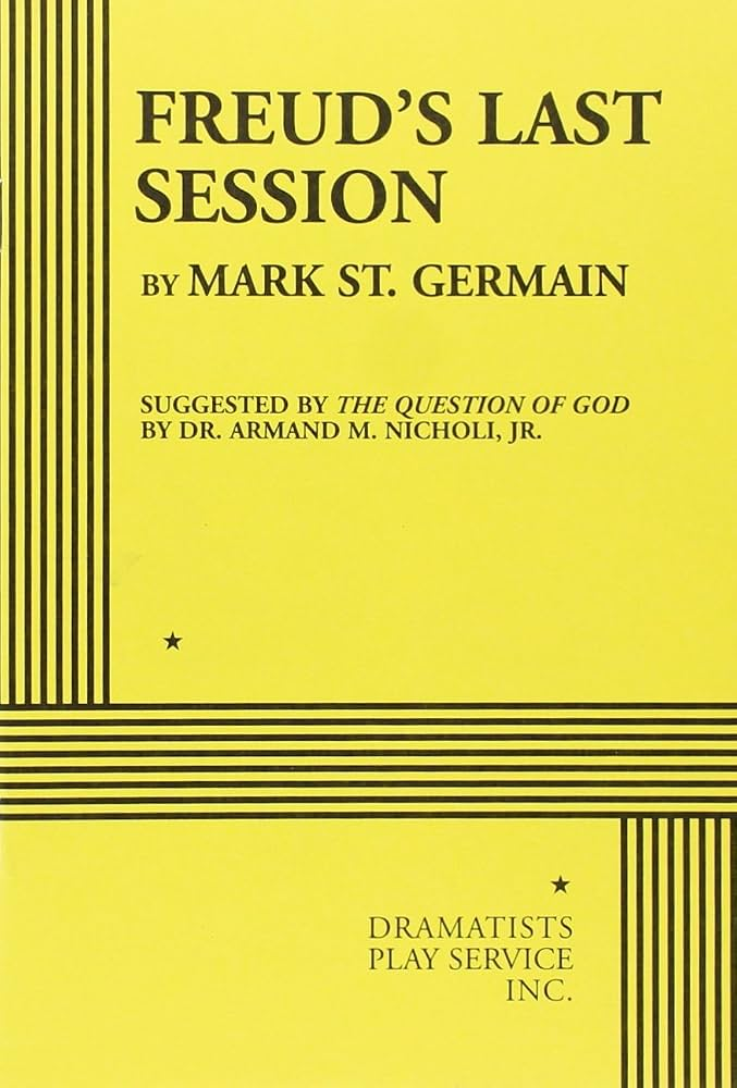Yellow play-text cover of Freud’s Last Session by Mark St. Germain