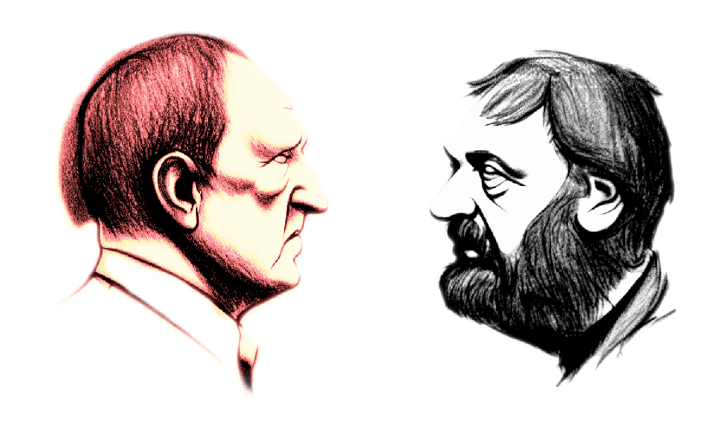Artificial portraits of Werner Herzog and Slavoj Žižek from The Infinite Conversation