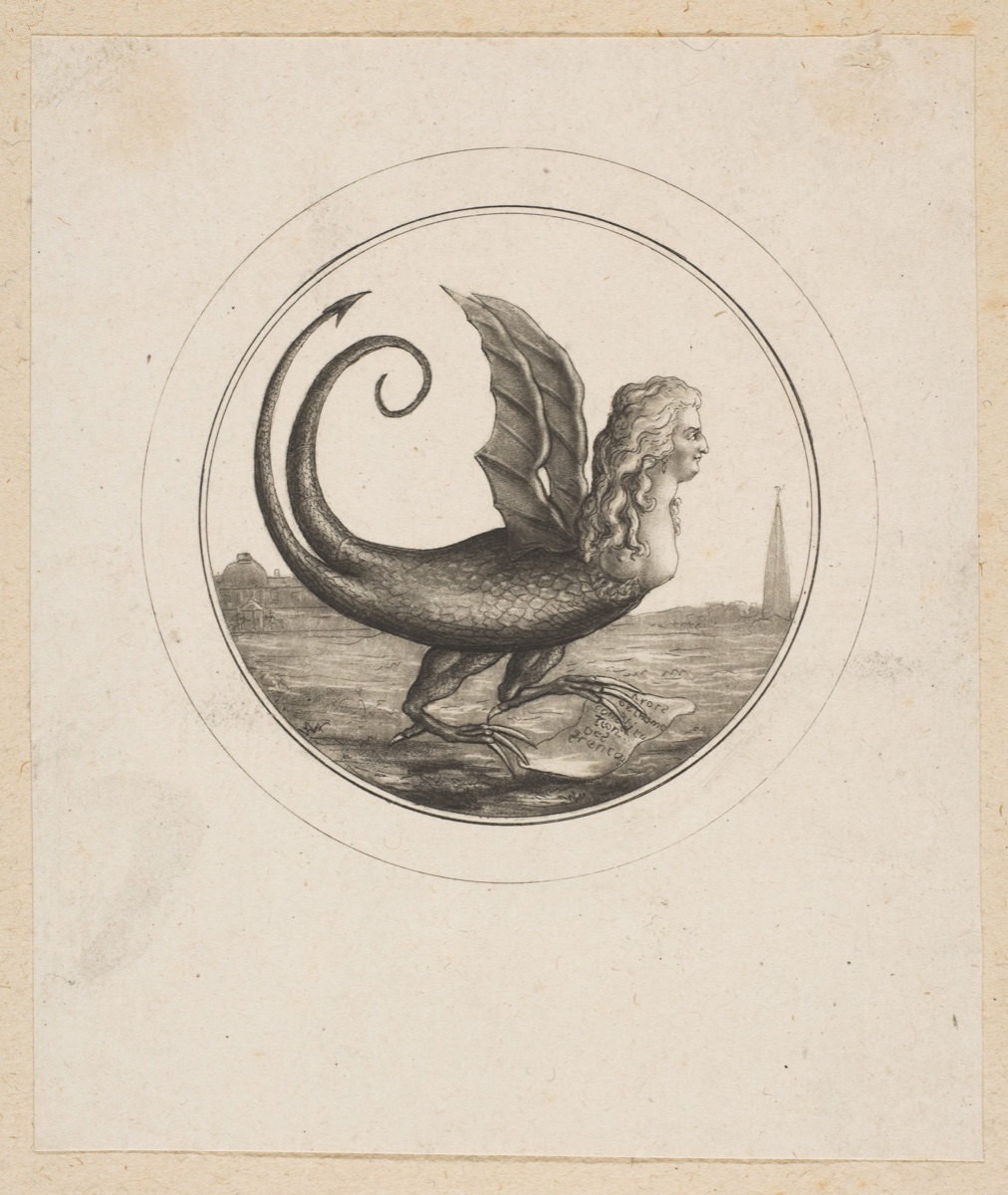 Revolutionary caricature depicting Marie Antoinette as a dragon